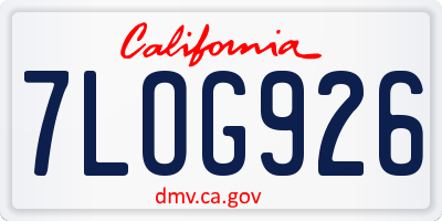 CA license plate 7LOG926