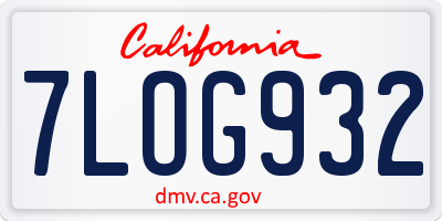 CA license plate 7LOG932