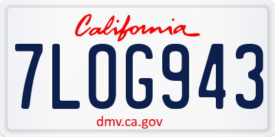 CA license plate 7LOG943