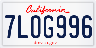 CA license plate 7LOG996