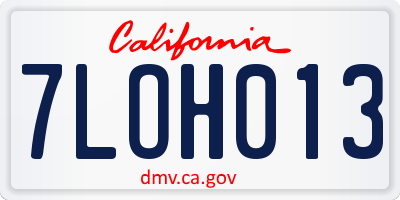 CA license plate 7LOH013