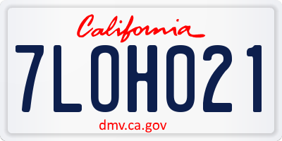 CA license plate 7LOH021