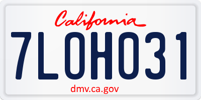 CA license plate 7LOH031