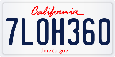 CA license plate 7LOH360