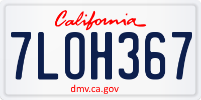 CA license plate 7LOH367