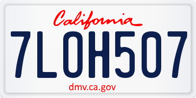 CA license plate 7LOH507
