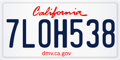CA license plate 7LOH538