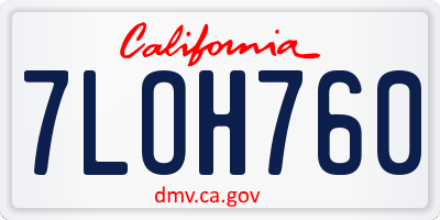 CA license plate 7LOH760