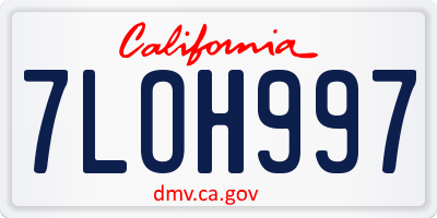 CA license plate 7LOH997
