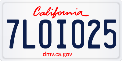 CA license plate 7LOI025