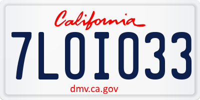CA license plate 7LOI033