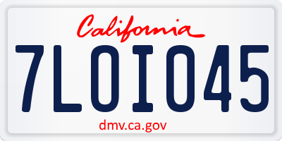 CA license plate 7LOI045