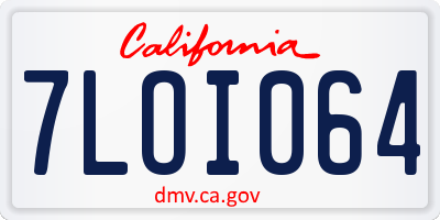 CA license plate 7LOI064
