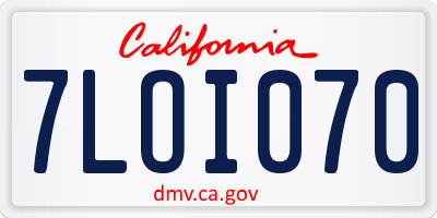 CA license plate 7LOI070