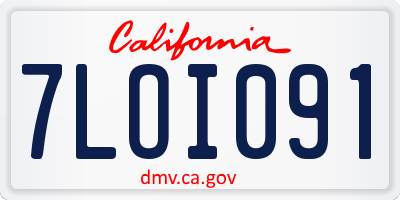 CA license plate 7LOI091
