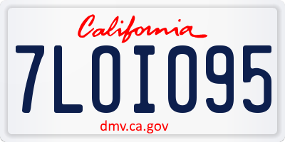 CA license plate 7LOI095