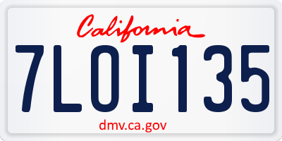 CA license plate 7LOI135