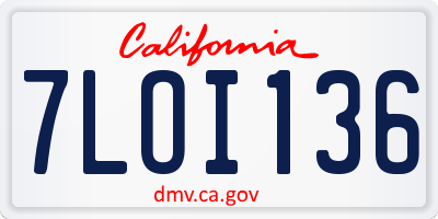 CA license plate 7LOI136