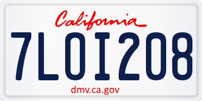 CA license plate 7LOI208