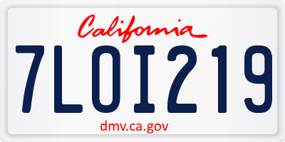 CA license plate 7LOI219