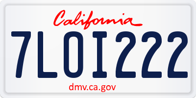 CA license plate 7LOI222