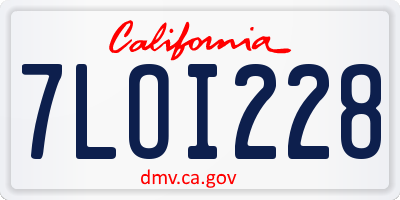 CA license plate 7LOI228