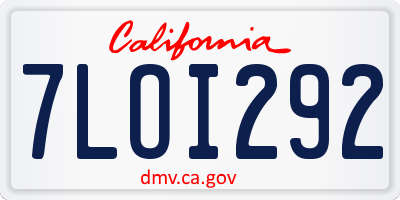 CA license plate 7LOI292
