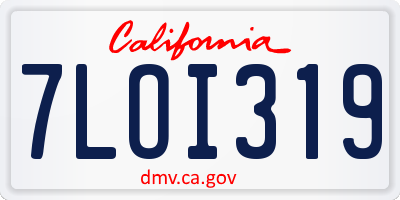 CA license plate 7LOI319
