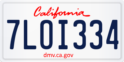 CA license plate 7LOI334