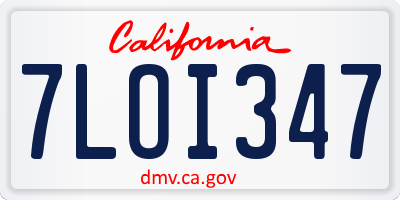 CA license plate 7LOI347