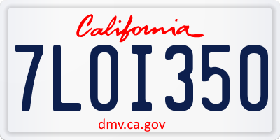 CA license plate 7LOI350