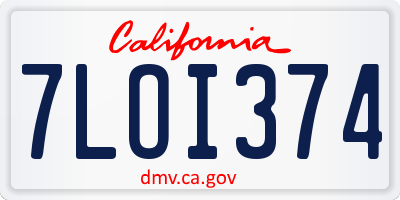 CA license plate 7LOI374