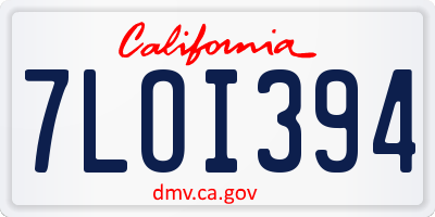 CA license plate 7LOI394