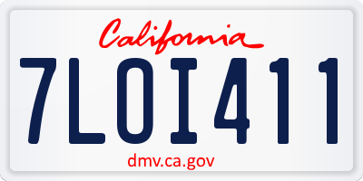 CA license plate 7LOI411
