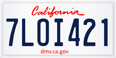 CA license plate 7LOI421