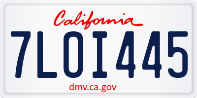CA license plate 7LOI445