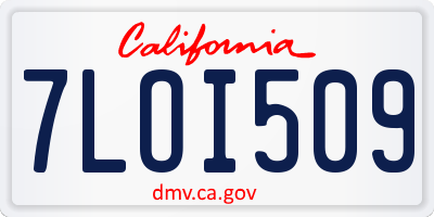 CA license plate 7LOI509