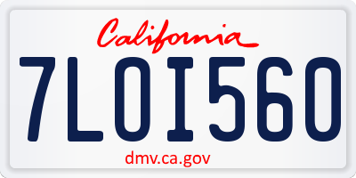 CA license plate 7LOI560