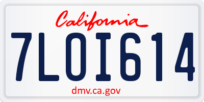 CA license plate 7LOI614