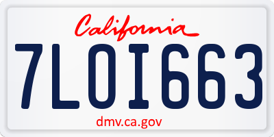 CA license plate 7LOI663