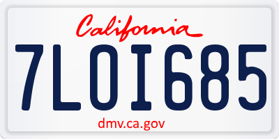CA license plate 7LOI685