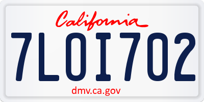CA license plate 7LOI702