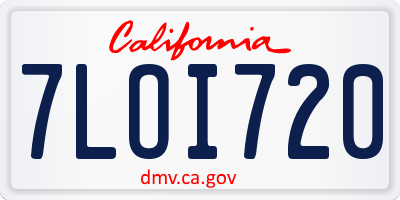 CA license plate 7LOI720