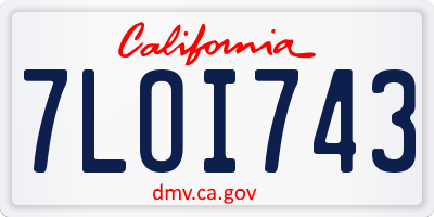 CA license plate 7LOI743