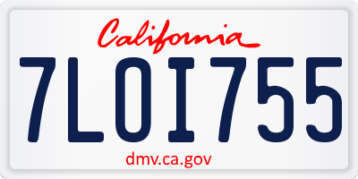 CA license plate 7LOI755