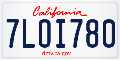 CA license plate 7LOI780