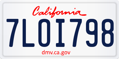 CA license plate 7LOI798
