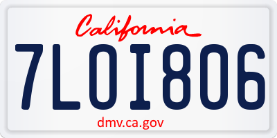 CA license plate 7LOI806