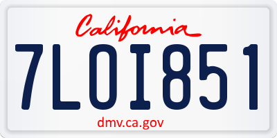 CA license plate 7LOI851