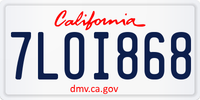 CA license plate 7LOI868